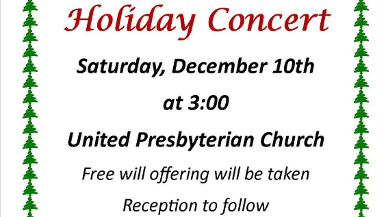 Cropped portion of the Sackets Harbor Community Chorus flyer for the annual Holiday Concert
