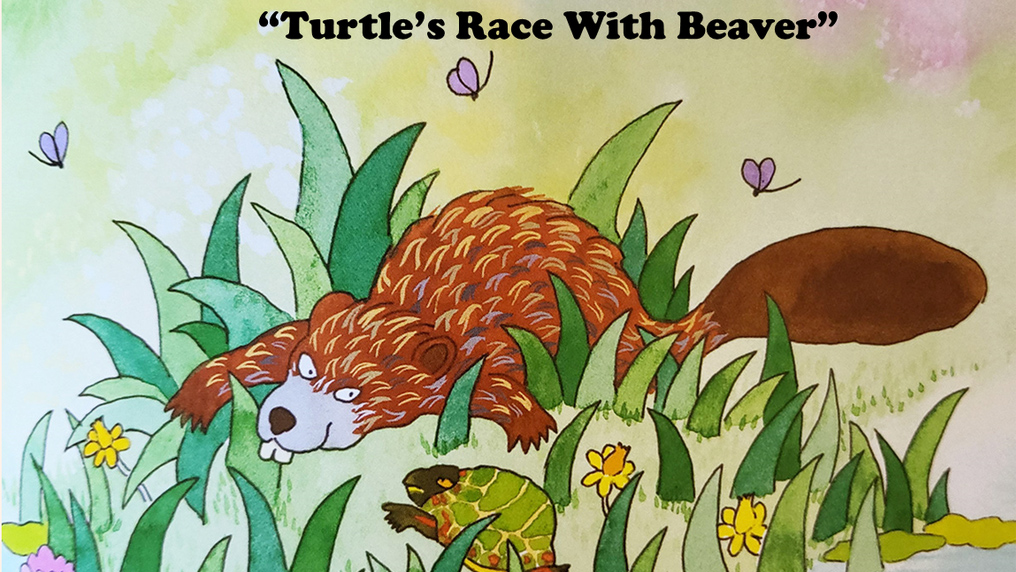 Illustration from the children's book "Turtle's Race with Beaver" by Joseph Bruchac