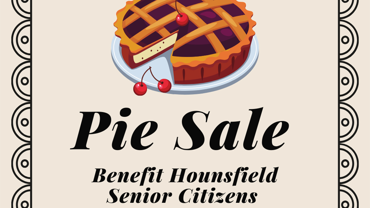 Cropped version of the flyer for the Town of Hounsfield Senior Citizens Pie Sale