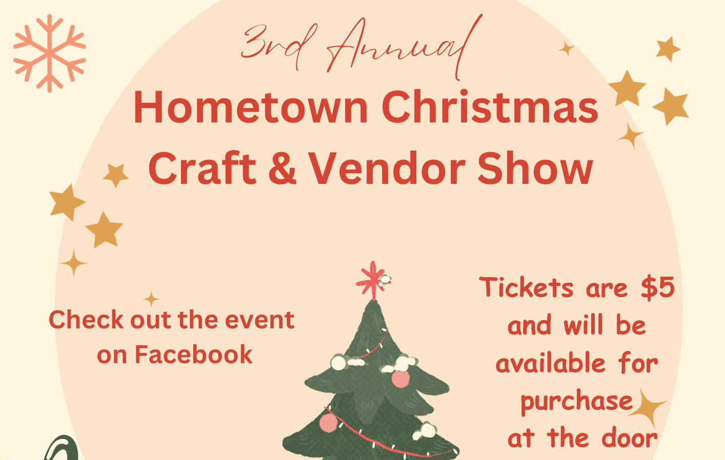 Cropped version of the flyer for the Hometown Christmas Craft Show at the Sackets Harbor Ballroom