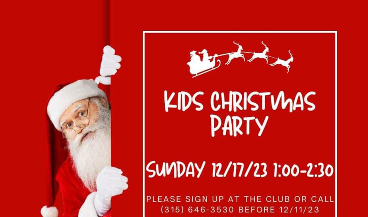 Cropped version of the Sackets Harbor American Legion's flyer for the Kids Christmas Party