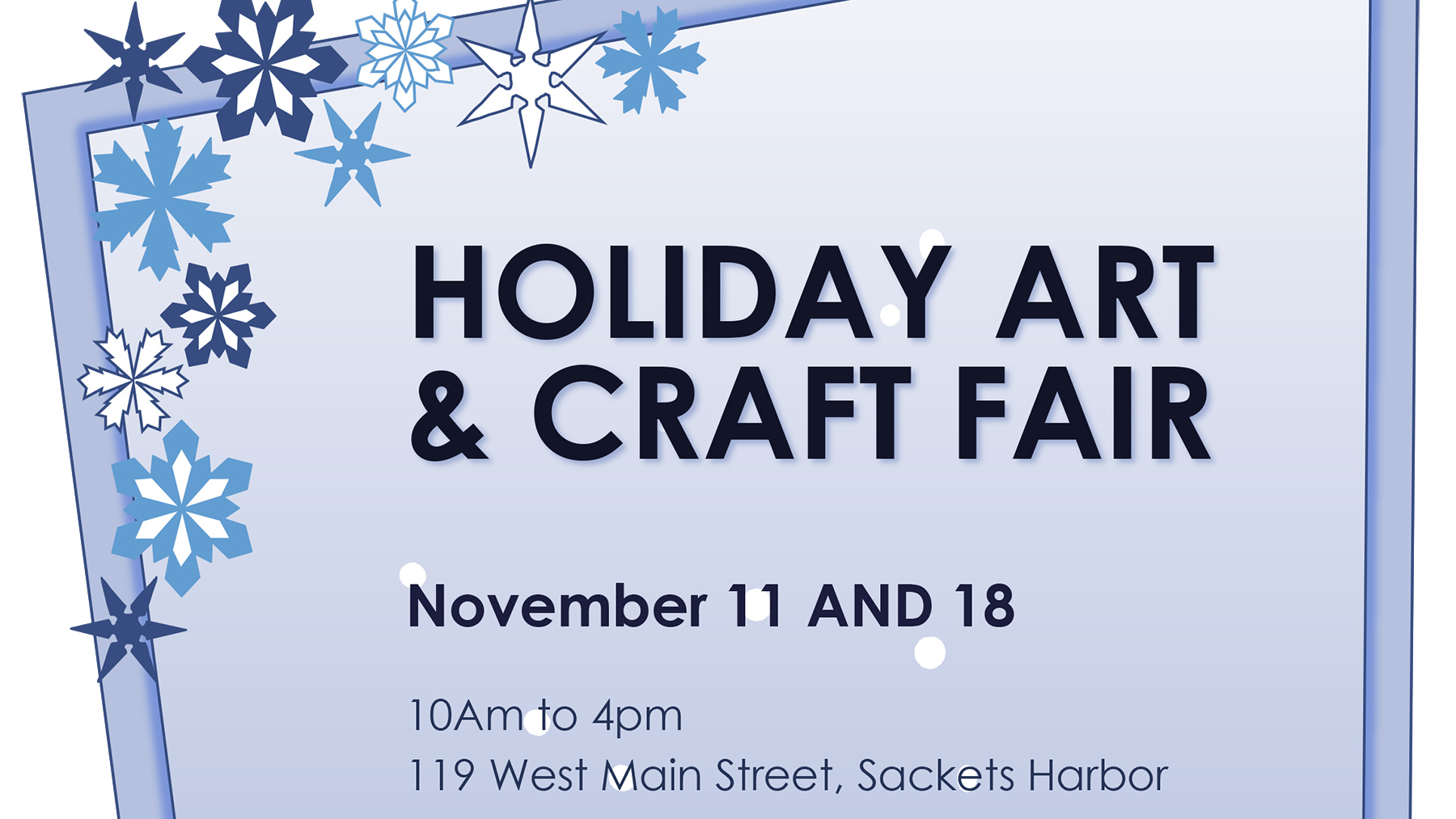 Cropped image of the 2023 Sackets Harbor Arts Center's Holiday Art and Craft Fair flyer