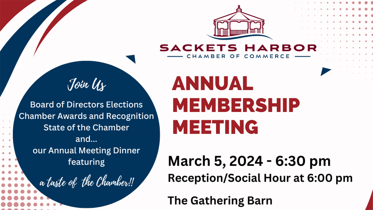 Cropped version of the Sackets Harbor Chamber of Commerce's flyer for its annual Membership Meeting