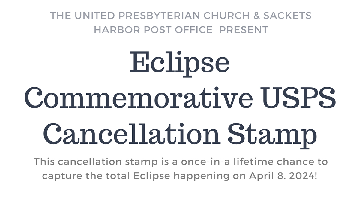 Cropped version of the flyer for the 2024 Eclipse Commemorative Stamp Cancellation event