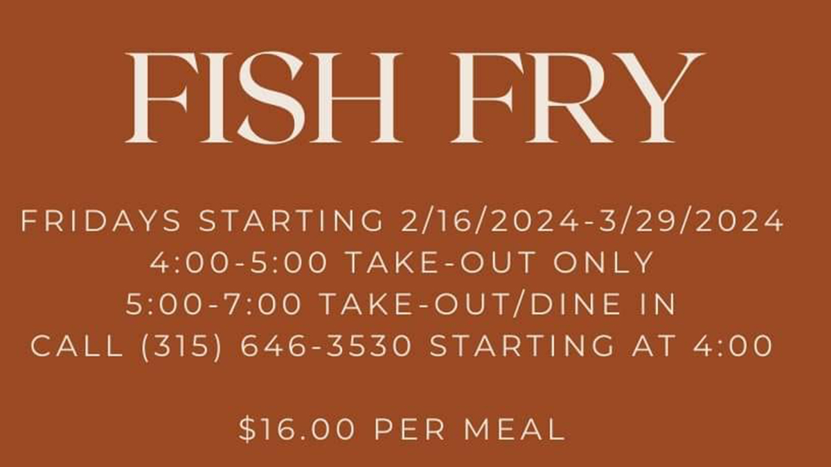 Cropped portion of the Sackets Harbor American Legion's flyer for its Fish Fry events