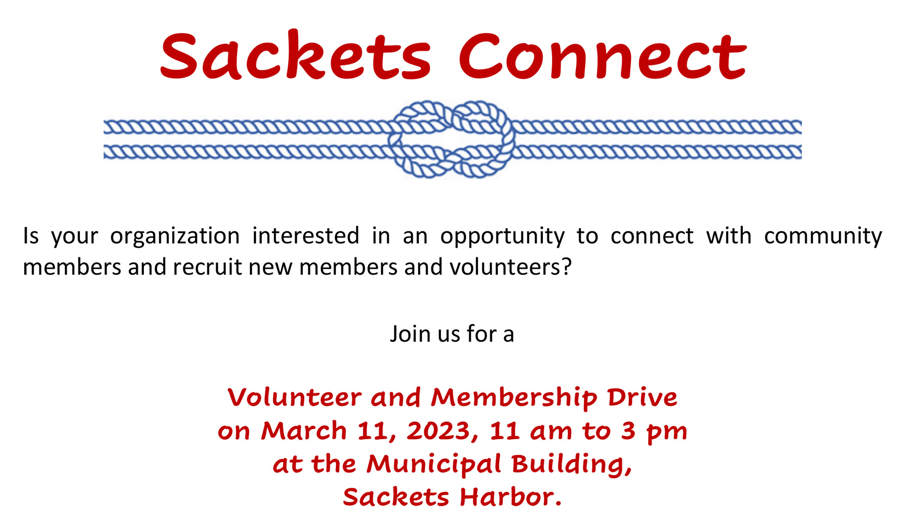 Top portion of the Sackets Connect 2023 event flyer