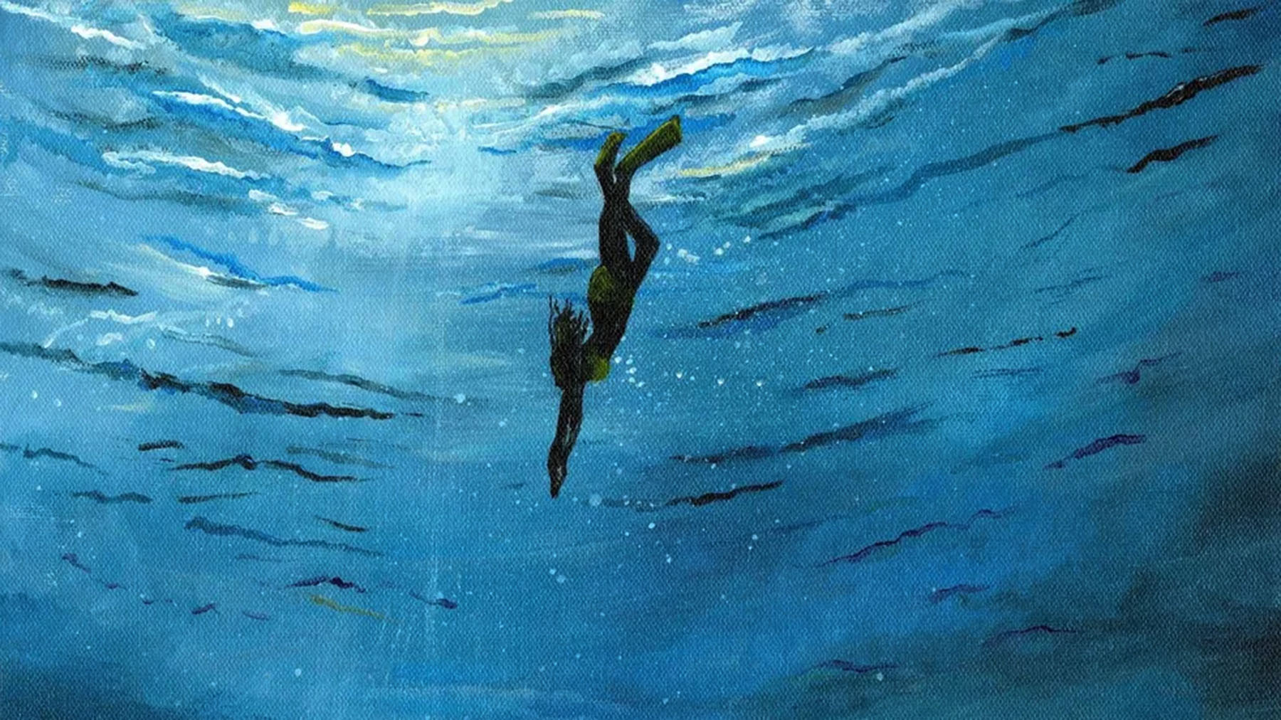 The top portion of an acrylic painting by Beth White, the Sackets Harbor Arts Center's August Featured Artist