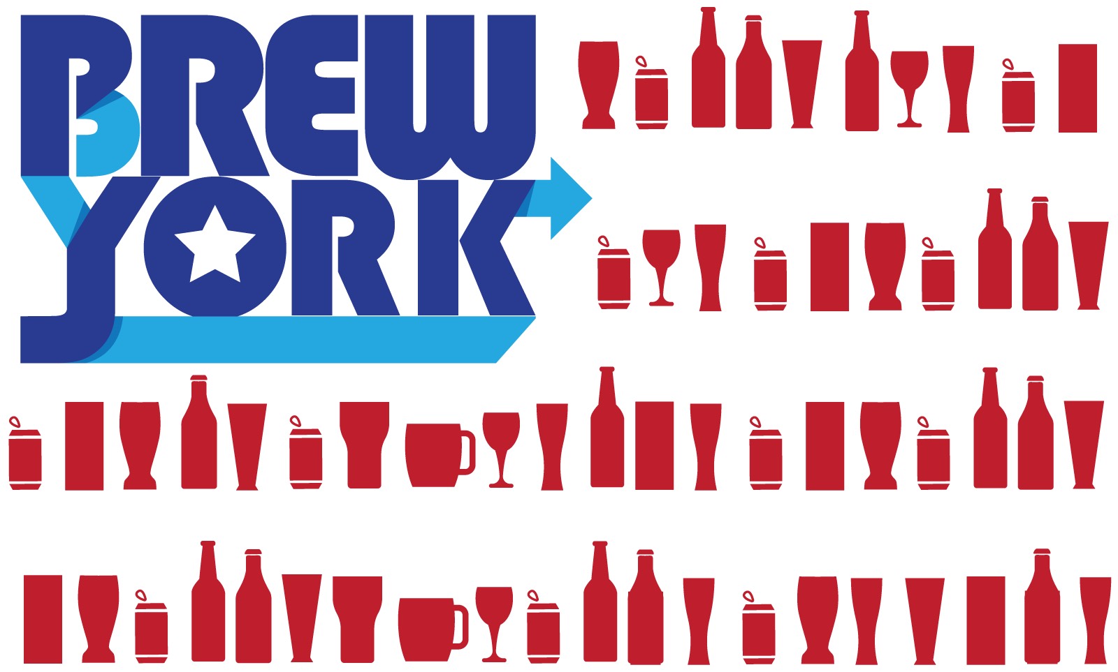 Graphic by Brew York featuring the festival logo and little drink icons in the shape of a flag