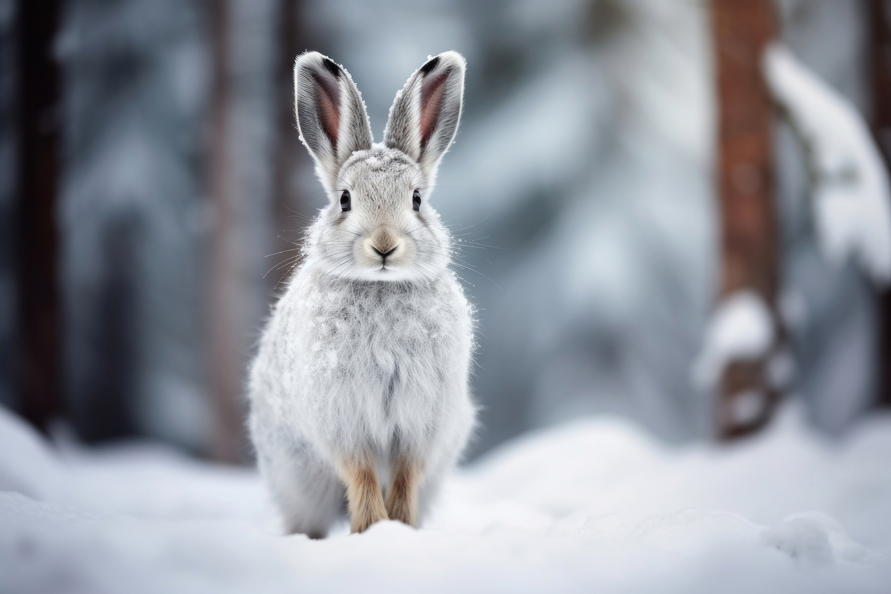 Stock photo of a bunny / rabbit outdoors in the snow (Image courtesy of RawPixel.com)