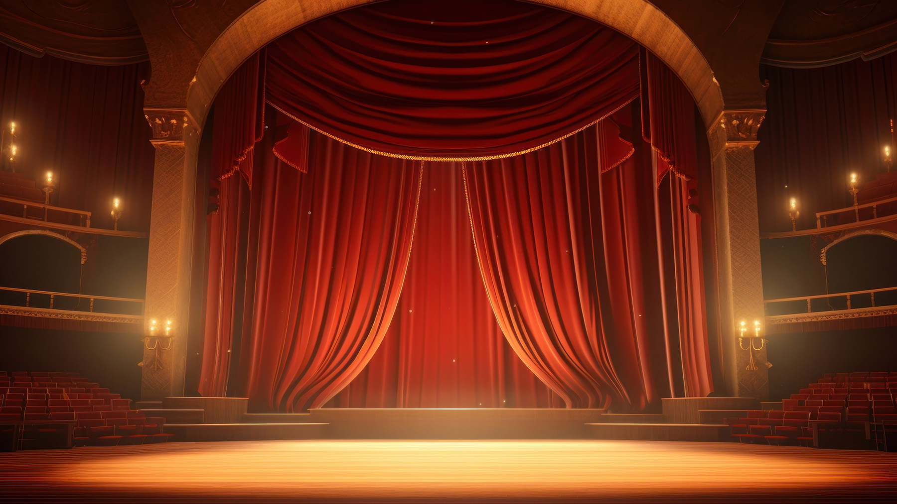 An AI-generated image of a stage and empty theatre, courtesy of RawPixel.com