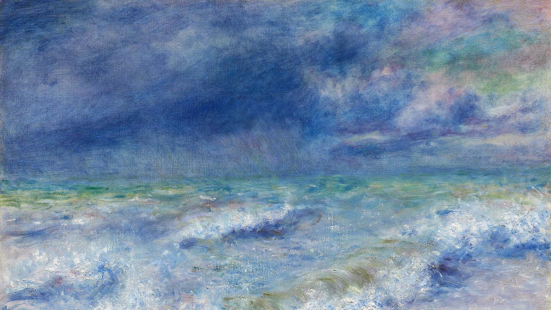 Cropped version of the impressionist painting Seascape (1897) by Pierre-Auguste Renoir (Original from The Art Institute of Chicago. Courtesy of RawPixel)